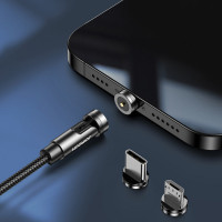 Joyroom 3in1 Magnetkabel USB - iPhone / USB Type C / Micro USB Ladekabel 2.4A 1.2m schwarz