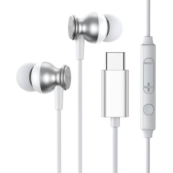 Joyroom JR-EC04 kabelgebundene In-Ear Kopfhörer mit Fernbedienung, USB-C Anschluss Silber