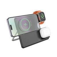 HOCO CQ1  3in1 Geek Folding Wireless Ladegerät 15W Unterstützung Apple Watch Ladegeformt schwarz