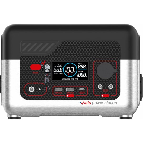 WONDER FULL ENERGY - Tragbare Elektrostation 600W (max. Ausgang) - Lithium-Ionen-Akku 72.800 mAh - Kapazität 270 Wh - 9 Anschlüsse - Für Outdoor-Camping/Wohnmobile/Heim/Balkon