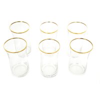 Pasabahce Heybeli 6er Set Trinkgläser mit Gold Umrandung aus Glas 345 ml Transparent