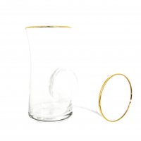 Pasabahce Heybeli 6er Set Trinkgläser mit Gold Umrandung aus Glas 345 ml Transparent