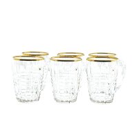 Sunay 6er Gläser-Set mit Henkel Gold Umrandung 203 ml Transparent mit Muster