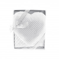 Almina Babydecken-Set mit Herzkissen Zweilagige Babydecke aus Polyester Kreismuster 100x80 cm Grau