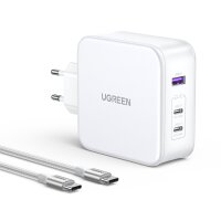 Ugreen Nexode CD289 GaN-Netzwerkladegerät USB-A/2xUSB-C 140 W + USB-C – USB-C-Kabel 1,5 m – Weiß