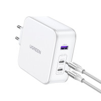 Ugreen Nexode CD289 GaN-Netzwerkladegerät USB-A/2xUSB-C 140 W + USB-C – USB-C-Kabel 1,5 m – Weiß
