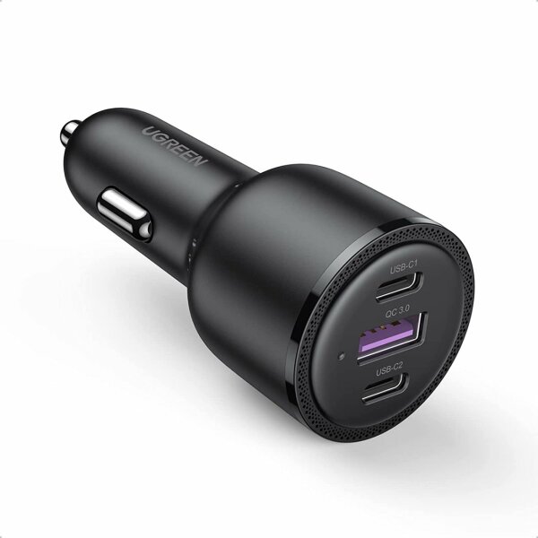 Ugreen Autoladegerät 2x USB Typ C / 1x USB 69W 5A Power Delivery Quick Charge schwarz