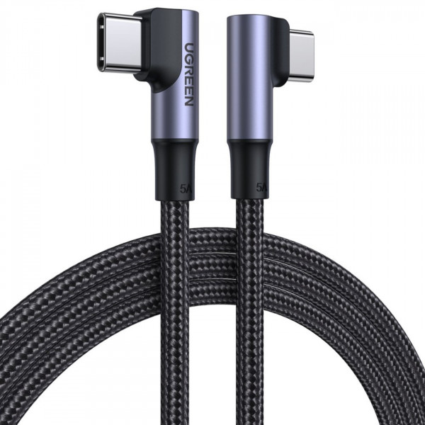 Ugreen abgewinkeltes USB Type C Kabel - USB Type C Quick Charge Power Delivery 100 W 5 A schwarz