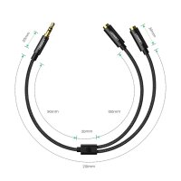 Ugreen AV123 Kopfhörerkabel 3,5 mm Miniklinke (männlich) – 2x 3,5 mm Miniklinke (weiblich) – Schwarz