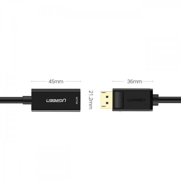 Ugreen Kabel von DisplayPort (männlich) auf HDMI (weiblich) (unidirektional) 1080P 60Hz 12bit Schwarz (40362)