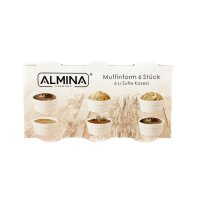 Almina 6er Muffinform Souffleform Rund aus Porzellan in Weiß ca. 200 ml