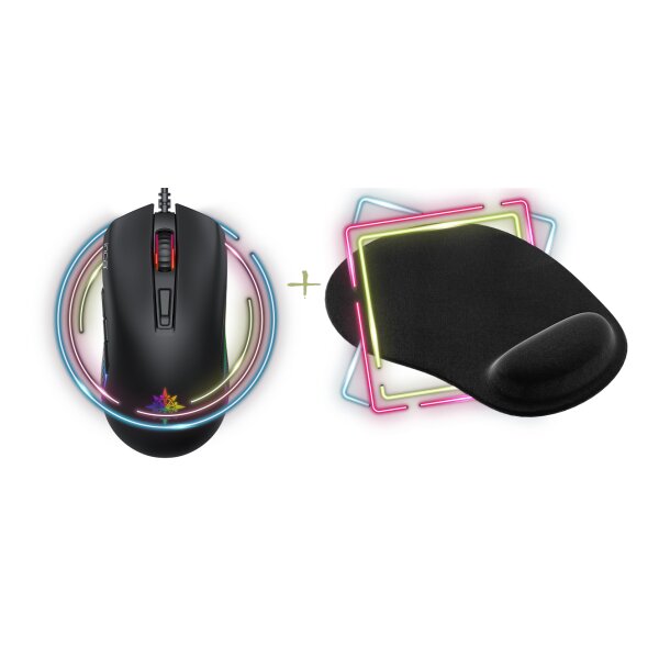 2in1 Gaming Maus 3600 Dpi & Flexible Mauspad 3mm