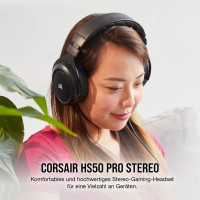Corsair HS50 Pro Stereo Gaming Headset (Anpassbare Memory-Schaumstoff Ohrmuscheln, Federleichtes Design, für PC, Xbox One, PS4, Switch und Mobilgeräte) Schwarz