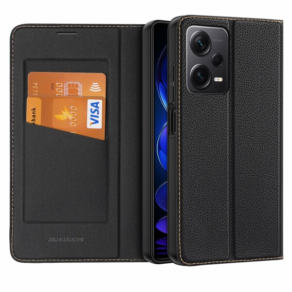 Skin X2 Hülle kompatibel mit Xiaomi Redmi Note 12 4G Flip Cover Wallet Stand schwarz