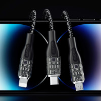 Schnellladekabel 120W 1,2 m 3in1 USB - USB-C / microUSB / iPhone-Anschluss Dudao L22X - Grau