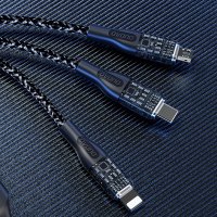 Schnellladekabel 120W 1,2 m 3in1 USB - USB-C / microUSB / iPhone-Anschluss Dudao L22X - Grau