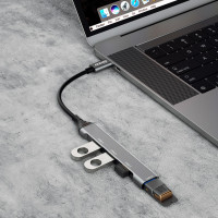 Dudao HUB 4in1 USB-C - 4x USB-A (3 x USB2.0 / USB3.0) 6,3cm schwarz