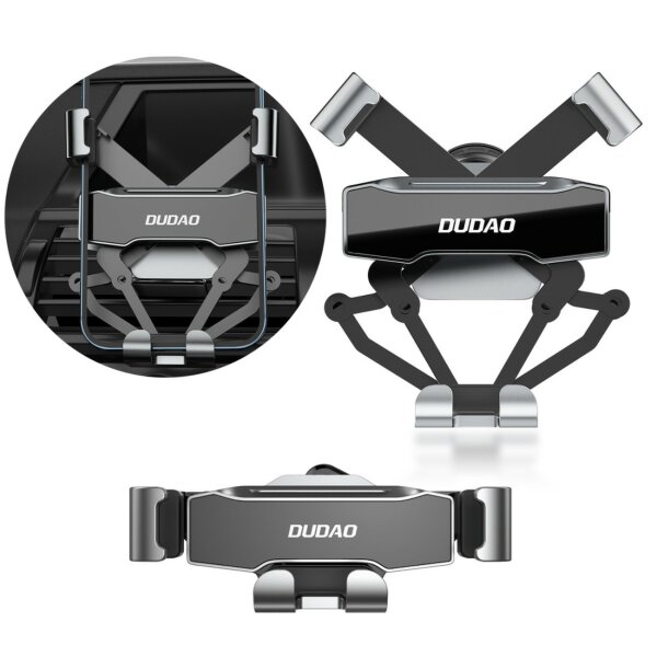 Dudao Gravity Auto-Smartphone-Halter Schwarz 360° drehbar aus Silikon für den Lüftungsgitter