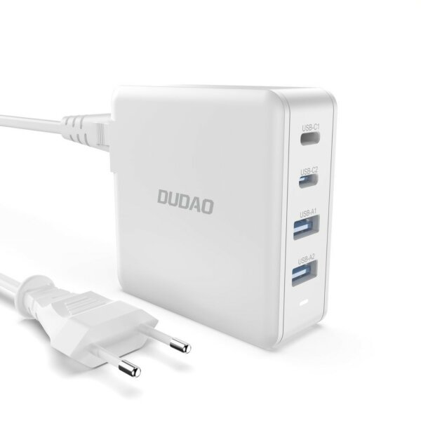 GaN 100W Schnellladegerät 2 x USB-C / 2 x USB Dudao A100EU – weiß