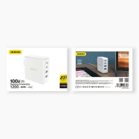 GaN 100W Schnellladegerät 2 x USB-C / 2 x USB Dudao A100EU – weiß