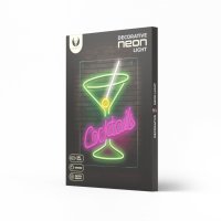 Neon PLEXI LED Cocktails rosa grün FPNE02X zum aufhängen mit Wandhalterung Deko