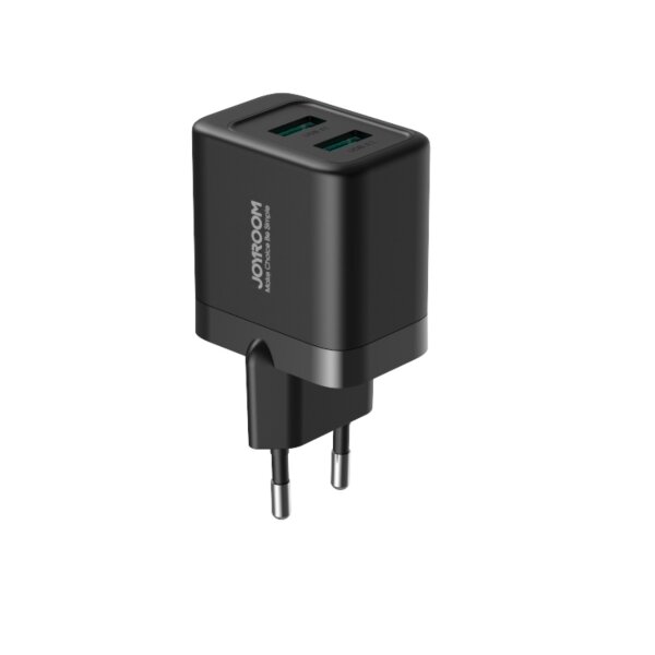 Joyroom JR-TCN01 2xUSB-A 12W 2,4A Netzladegerät Schwarz Ladeadapter Schnelles Laden