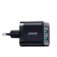 Joyroom JR-TCN01 2xUSB-A 12W 2,4A Netzladegerät Schwarz Ladeadapter Schnelles Laden