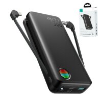 Joyroom 20000 mAh 22,5 W Powerbank mit integrierten USB-C/ iPhone Kabeln (JR-L015) – Schwarz