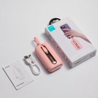 Joyroom Powerbank 10000mAh Colorful Series 22.5W mit 2 integrierten USB C und iPhone Kabeln pink (JR-L012)