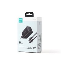 Joyroom schnelles GaN-Ladegerät 65 W USB-A, 2x USB-C schwarz + USB-C - USB-C-Kabel 100 W 1,2 m (TCG01)