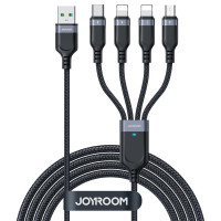 4in1 USB-Kabel USB-A - USB-C / 2 x iPhone / Micro zum Laden und Datenübertragung 1,2m Joyroom S-1T4018A18 - schwarz