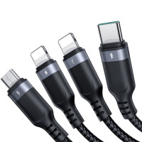 4in1 USB-Kabel USB-A - USB-C / 2 x iPhone / Micro zum Laden und Datenübertragung 1,2m Joyroom S-1T4018A18 - schwarz
