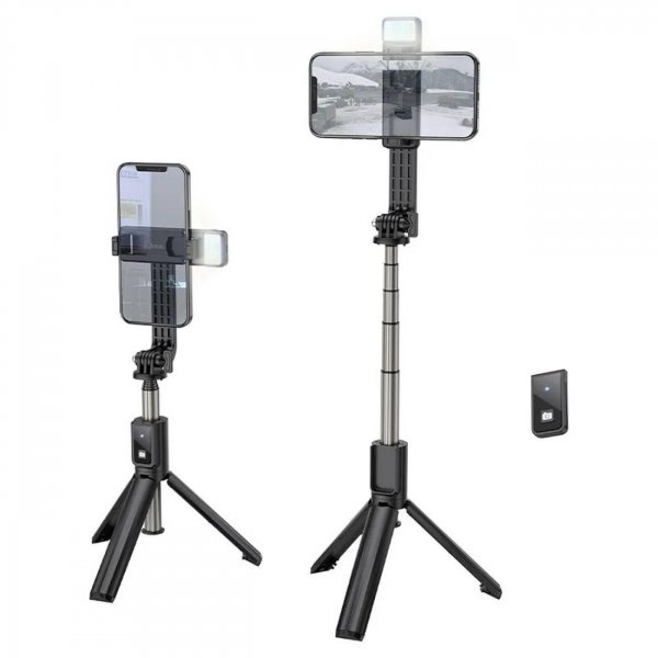 HOCO Selfie Stick Stativ mit Bluetooth-Fernbedienung Aluminium Gimbal K15 schwarz