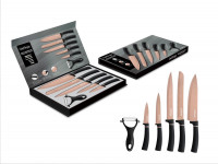 6 Teiliger Messer-Set aus hochwertigem Edelstahl Brotmesser Fleischmesser Messer Gold