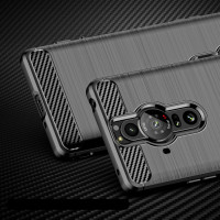 Carbon-Hülle kompatibel mit Sony Xperia Pro-I Flexible Silikon-Carbon-Abdeckung Schwarz