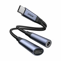 Joyroom SY-C02 2in1 DAC-Adapter USB-C auf USB-C / 3,5-mm-Miniklinke – Schwarz