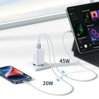 Ugreen CD244 65W USB-A / 2x USB-C GaN-Schnellladegerät - Weiß