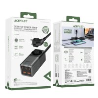 Acefast Z2 GaN 75W PD-Tischladegerät 3x USB-C 2x USB-A - Schwarz und Grau