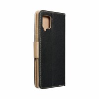 Buch Tasche "Fancy" kompatibel mit SAMSUNG GALAXY S23 FE Etui mit Standfunktion, Kartenfach Schwarz-Gold