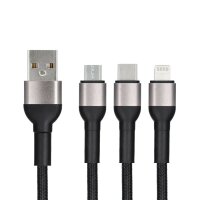 Datenkabel Blue Star – 3in1 mit Micro-USB-, USB-C- und iPhone-Buchsen