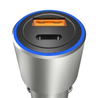 Dudao USB / USB Autoladegerät Typ C Power Delivery Schnellladung 22,5 W Grau