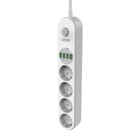 Steckdosenleiste mit 4 AC-Steckdosen, 4x USB, LDNIO SE4432, 2m (weiß)