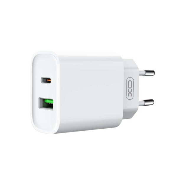 XO Wandladegerät CE02A PD 20W QC 3.0 18W 1x USB 1x USB-C weiß + USB-C - USB-C Kabel