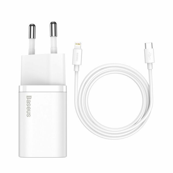 Baseus Super Si 1C schnelles Ladegerät USB Typ C 20 W Power Delivery + kabel USB Typ C - iPhone 1 m weiß