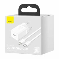 Baseus Super Si 1C schnelles Ladegerät USB Typ C 20 W Power Delivery + kabel USB Typ C - iPhone 1 m weiß