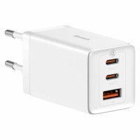 GaN 2xUSB C 1x USB 65W Schnellladegerät Baseus GaN5 Pro + USB C - USB C 100W Kabel - Weiß