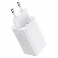 GaN 2xUSB C 1x USB 65W Schnellladegerät Baseus GaN5 Pro + USB C - USB C 100W Kabel - Weiß