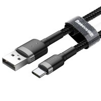 Baseus Cafule Ladekabel strapazierfähiges Nylonkabel USB / USB-C QC3.0 3A 1M schwarz-grau