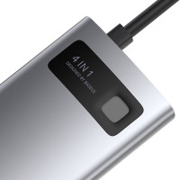 Baseus Metal Gleam 4in1 Multifunktions-HUB USB Typ C - USB Typ C Stromversorgung 100 W / HDMI 4K 30 Hz / 1x USB 3.2 Gen 1 / 1x USB 2.0 (CAHUB-CY0G)