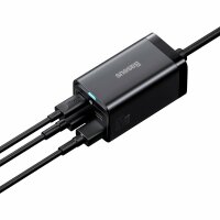 Baseus GaN3 Pro Schnellladegerät GaN 2 x USB Typ C / 2 x USB 65W PD, QC4.0+, AFC, PPS + Kabel USB Typ C - USB Typ C 1m schwarz (CCGP040101)